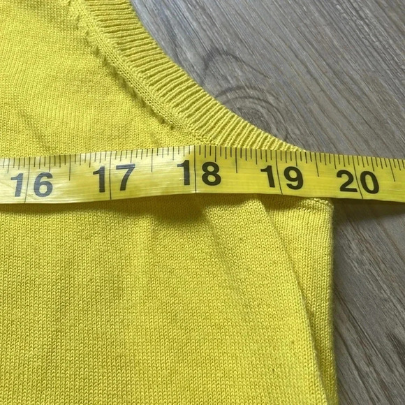 Talbots sweater vest Yellow Striped trim Womens size XL Preppy Casual Knit - Picture 5 of 11